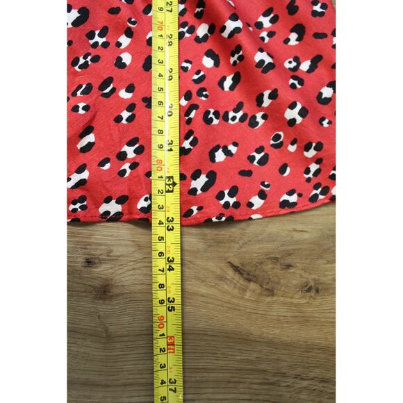Urban Outfitters Satin Midi Skirt Red Cheetah Print Slip-On Women’s S - Picture 6 of 8